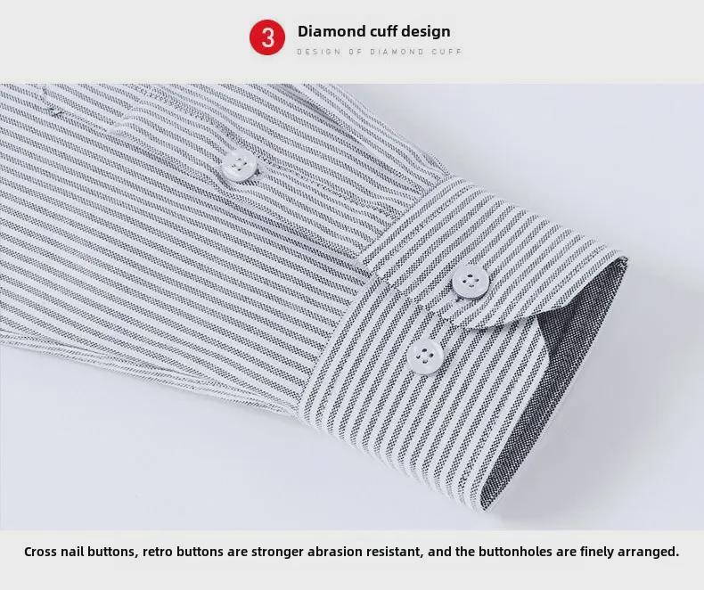 Мужская приталенная рубашка Oxford с узором в полоску и защитой от морщин, повседневная, с длинными рукавами, простая в уходе, корейский стиль