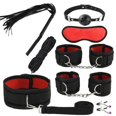 8 шт. Набор BDSM секс-игрушек Плюшевый набор для бондажа Наручники Секс-игры Плетка Кляп Зажимы для сосков Игрушки для пар Экзотические аксессуары Для взрослых
