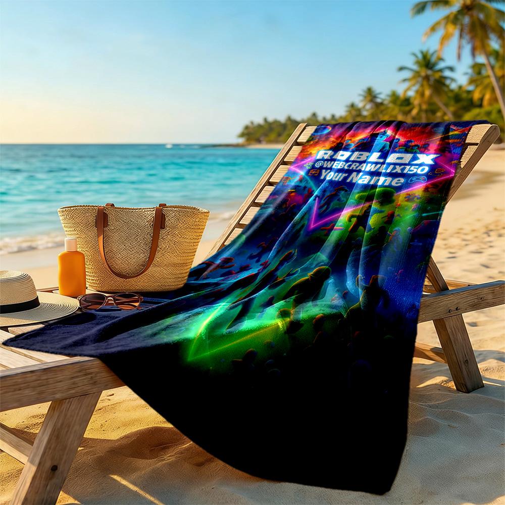 Roblox Customized Name Beach Towel Super Soft Absorbent Perfect for Traveling Yoga Camping and Swimming