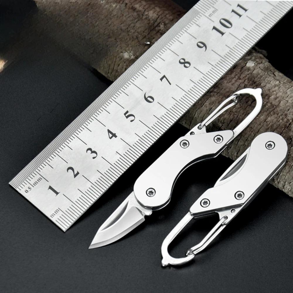 1PC Stainless Steel Mini Folding Knife Outdoor Camping Portable Pocket Keychain EDC Multitools Knives With Buckle Outdoor Tools