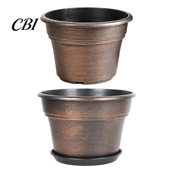 Decorative Garden Planters Retro Flower Pot with Saucer, Bronze Finish Plant Drainage Holes, Pots Saucers Breathable Thickened Plastic Planter