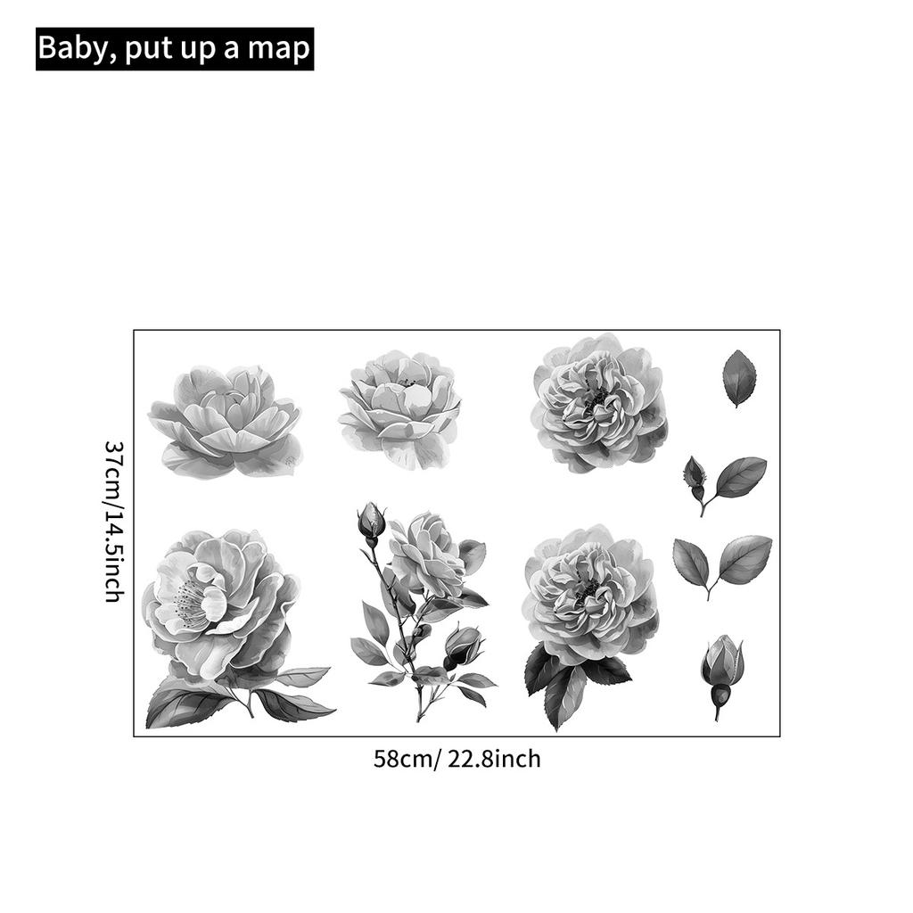 DIY Gray Floral Wall Stickers for Living Room Bedroom Home Decor Peel and Stick Wallpaper Wardrobe Decals