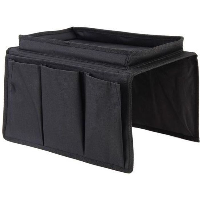 Organisateur de canapé - LIBATTER - Noir - 2 grandes poches - 3 poches externes