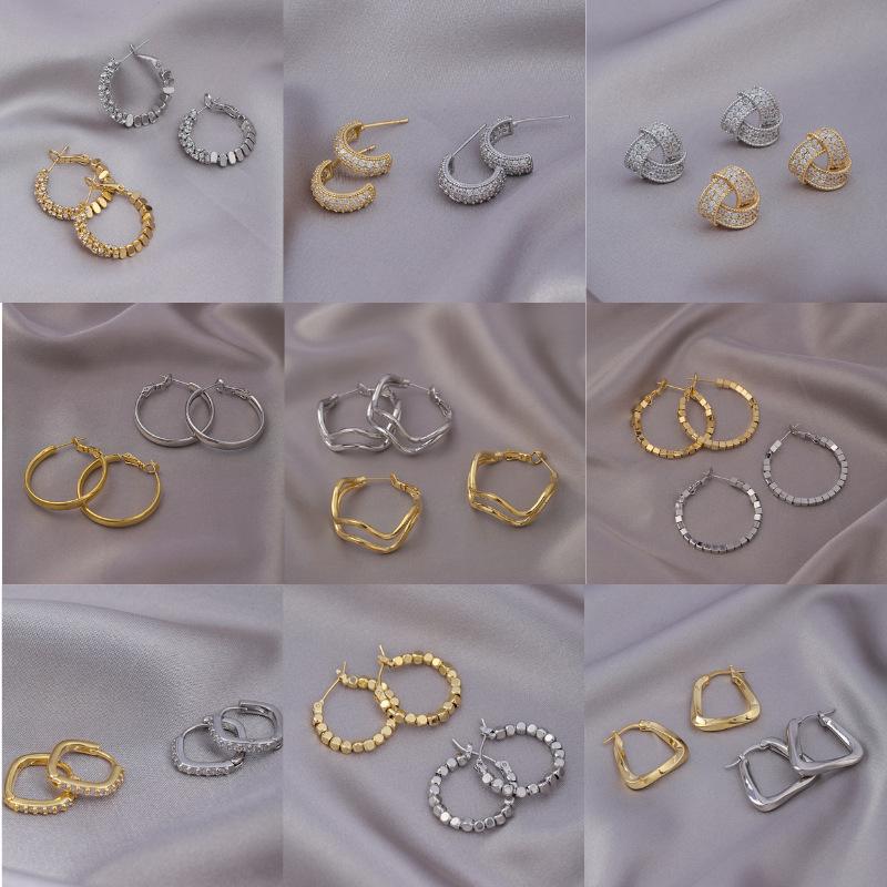 Элегантные серьги с иглами из серебра 925 пробы: Универсальные французские серьги-кольца из меди в нескольких стилях для изысканного образа