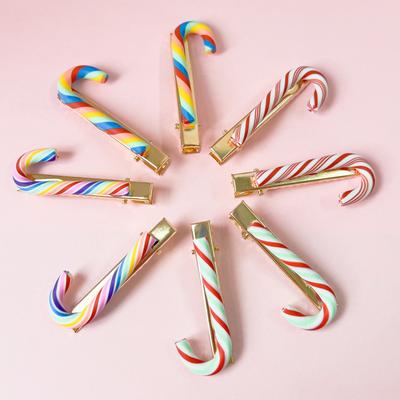 2/8 шт. Градиентные заколки для волос в виде трости, пластиковые заколки из сплава, заколка для волос радужного цвета для девочек, шпильки, тиары, детские аксессуары для волос