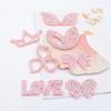 15Pcs Pink Bows Crowns Flowers Ears LOVE Letter Rhinestone Patches Crystal Diamond Crafts Applique