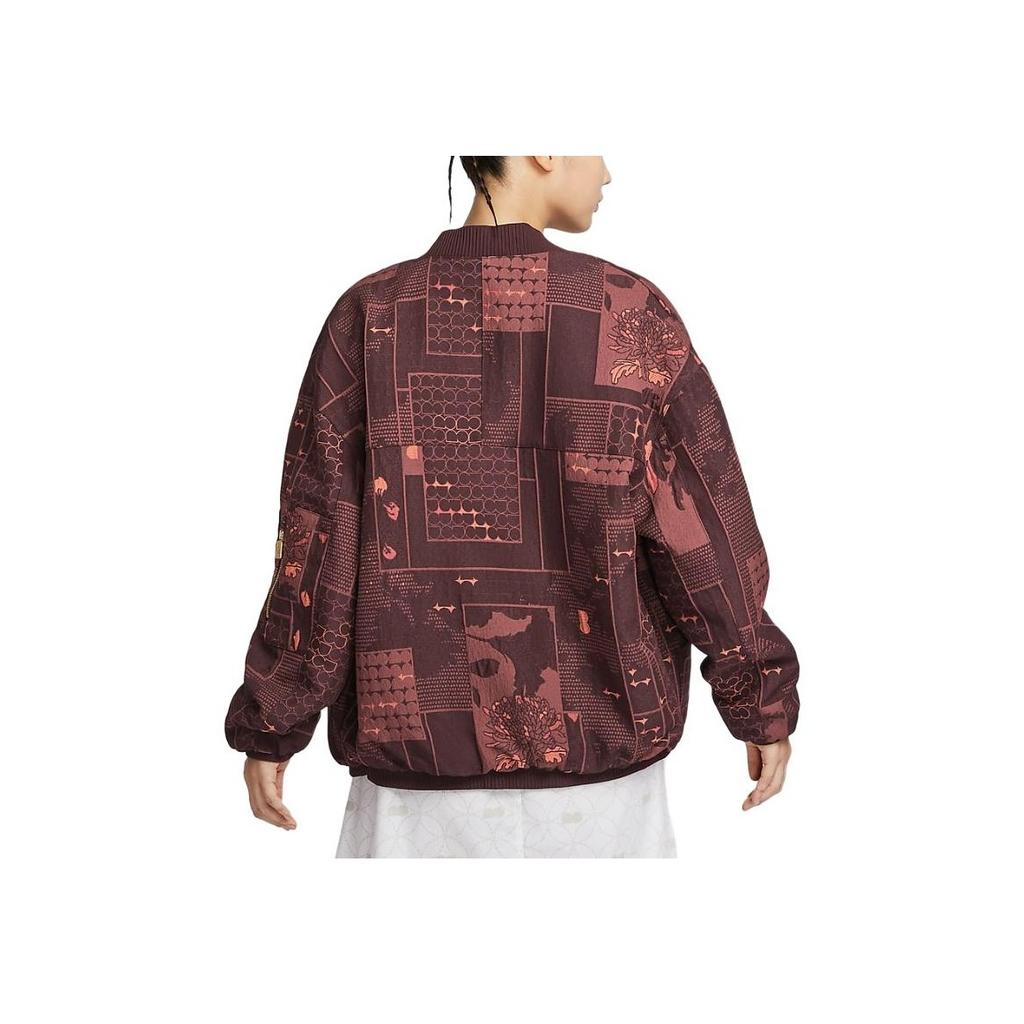 Nike Naomi Osaka All-Over Print Fashion Comfortable Jacket Women Jacket Burgundy FV7796-652