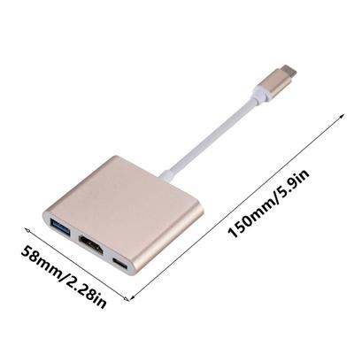 Адаптер-переходник Type-C на HDTV с многопортовым подключением, с выходом 4K HDTV, портом передачи данных USB3.0 и портом зарядки USB-C для мониторов и HDTV