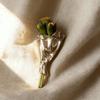 Vintage Flower Insertable Brooch Elegant Silver Glossy Pin Exquisite Metal Corsage Ornament  Men