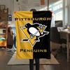 1PC Pittsburgh Penguins Print Flannel Blanket, High quality Comfortable for All Seasons, Home Decor, Warmth and Comfort, Perfect for Christmas Gifts