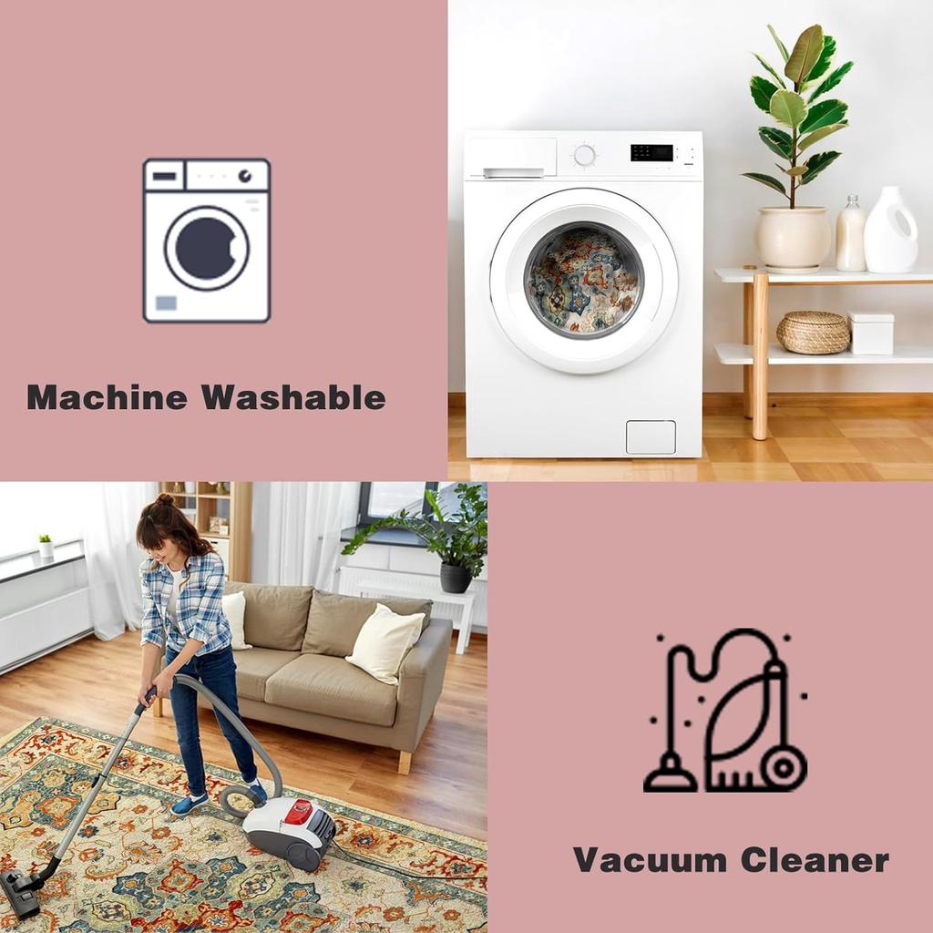 Национальный стиль Имитация кашемира Стираный ковер с подкладкой Ретро Гостиная Плюшевый ковер Диван Журнальный столик Коврик для пола в спальне