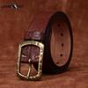Belt Men's Ice Crack Bronze Buckle Thickened First Layer Cowhide Leather Fashion Trendy Unique Jeans Belt Belt Men's