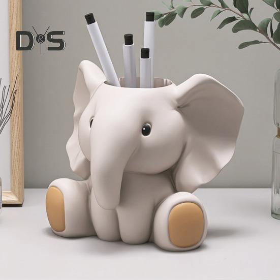 Elephant Pen Holder Fading-resistant Resin Desk Organizer Multifunctional Office Decor Perfect Desk Accessories