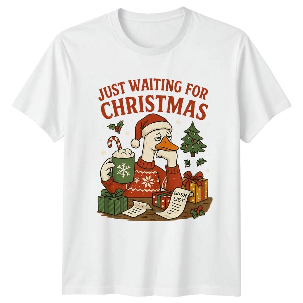 Just Waiting For Christmas Duck Christmas Holidays Unisexs TShirt Unisexs Graphic