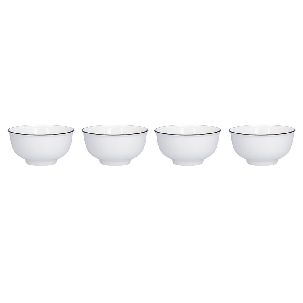 4PCS 6in Soup Bowl White Ceramic Noodle Bowl Eco Friendly Rice Bowl for Kitchen Restaurant