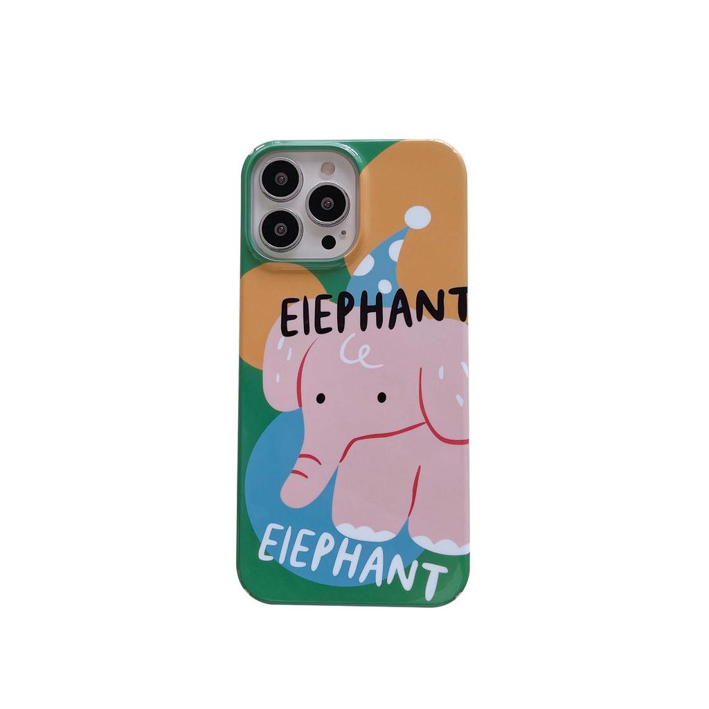 Cartoon Elephant Ins Round Cute Animal Phone Case For Iphone 14 Promax Plus Xsmax Xr X 11 13 12 Pro Max Lovely Pc Hard Back Capa