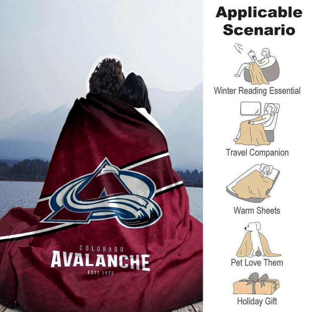 Colorado Avalanche Print Flannel Blanket High Quality Warm Comfortable Cover for All Seasons Perfect for Gifts Home Decor