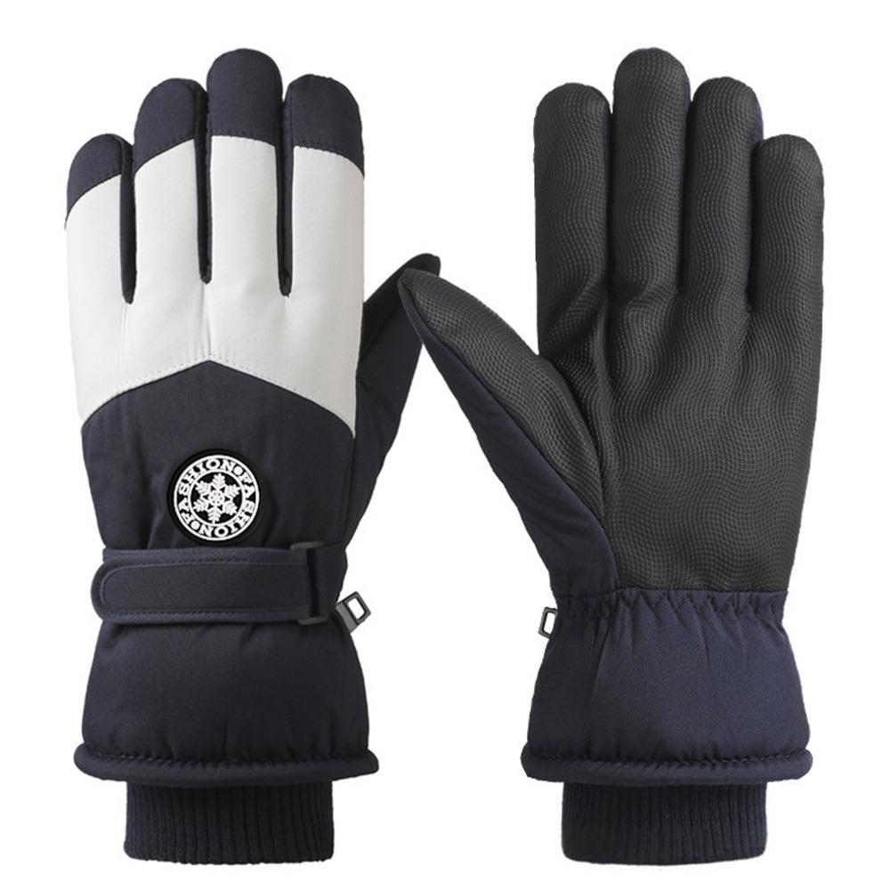 PU Leather Winter Cycling Gloves Fleece Lining Non-Slip Gloves Waterproof Gloves For Women Man
