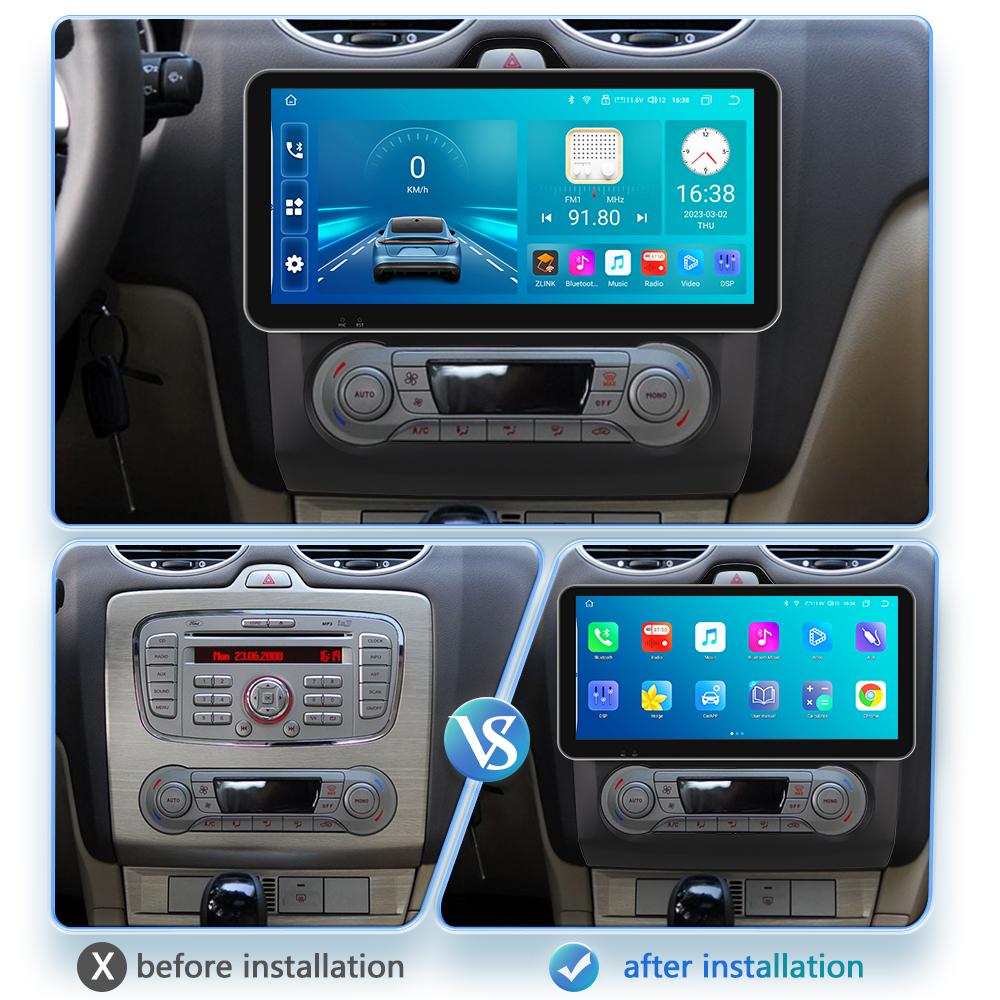 9-дюймовый 2Din Carplay 4G-LTE Wi-Fi автомобильный радиоприемник для Ford Focus Exi AT 2004-2011, мультимедийный проигрыватель Android 12, GPS-навигация, головное устройство с интеллектуальным экраном