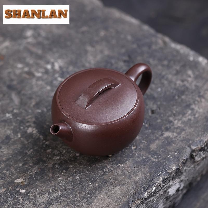 140ml Elegant Yixing Purple Clay Teapots Handmade Large Caliber Pot Raw Ore Purple Mud Kettle Zisha Tea Set Tea Ceremony Craft