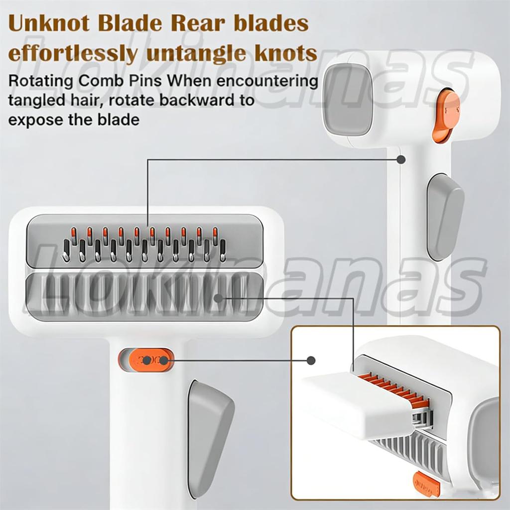 2026 New 2-in-1 Pet Self-Detangling Grooming Comb, 2-in-1 Pet Comb Untangle Remove Tangles One-Touch Switch
