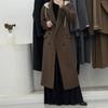 Премиальное двухстороннее шерстяное пальто с капюшоном, женское, средней длины, осень-зима, корейский стиль, новое свободное шерстяное пальто