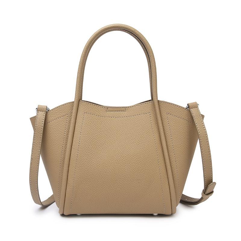 Cowhide handbag bag women's new trendy large-capacity bucket versatile commuter leather shoulder messenger bag