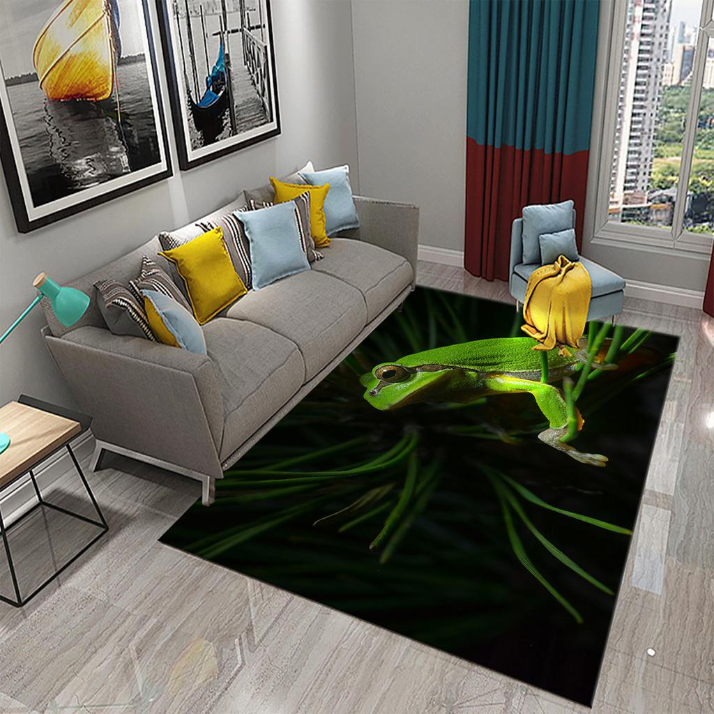 Ковер Лягушка Красочный Милый Ковер с Животным Принтом для Ванной Нескользящий Коврик для Зоны Гостиная Детская Спальня Напольный Коврик Декор для Прихожей