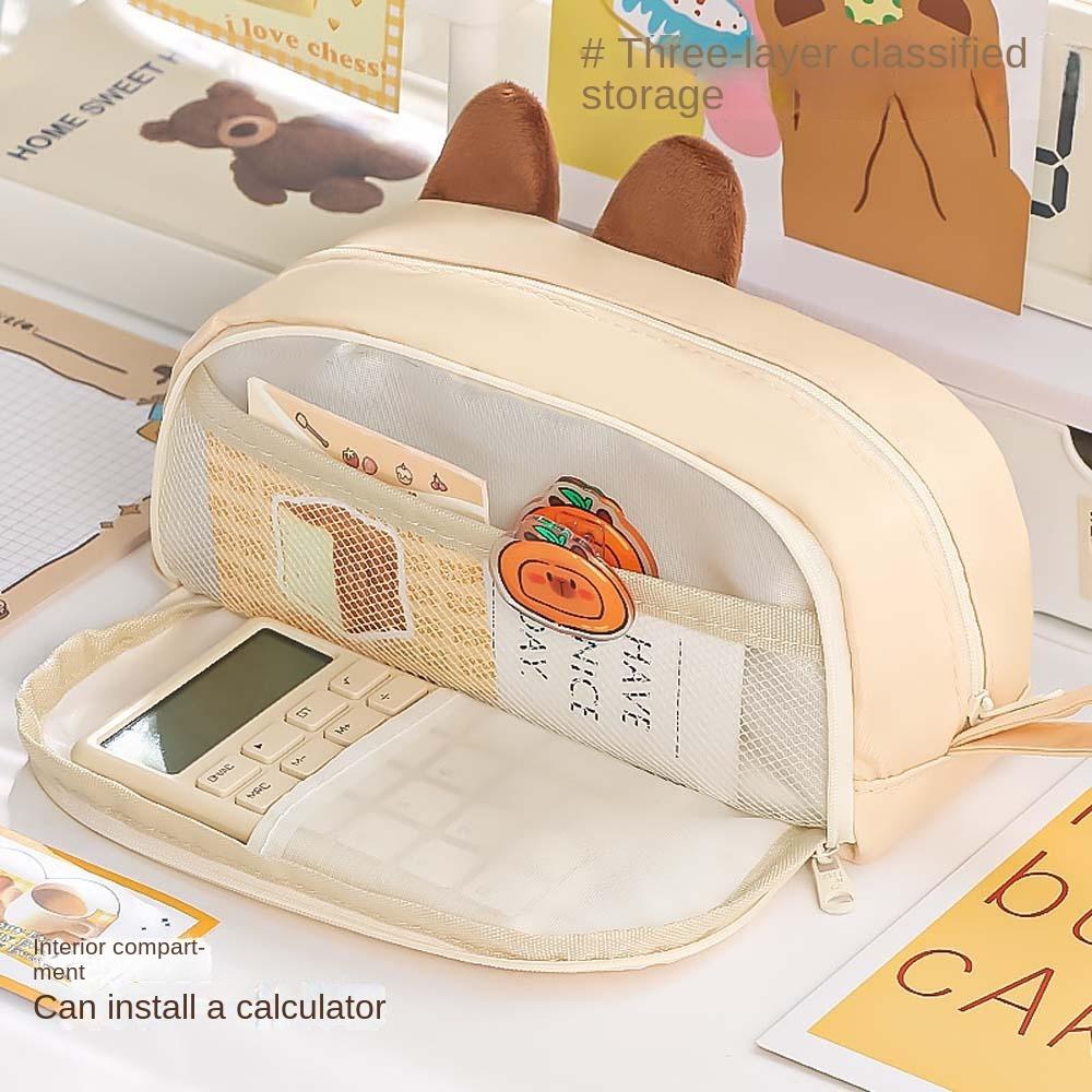 Desktop Organizer Capybara Pen Case Large Capacity Panda Pen Holder Cartoon Pencil Box  Office