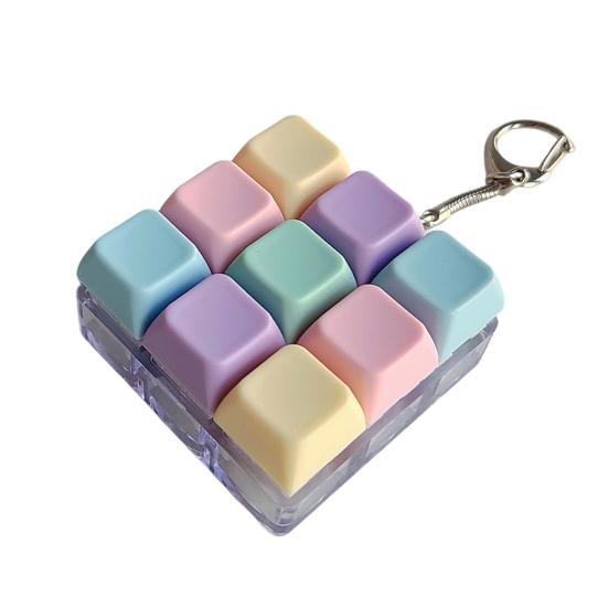 2/3/4/9-Keys Keyboard Fidget Toy, Stress Relief Push Button Finger Clicker Toy, LED Light-up Mechanical Keyboard Fidget Keychain