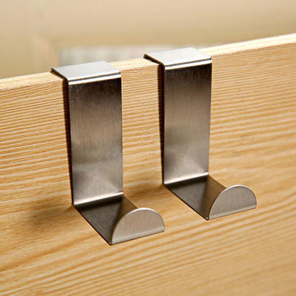 2PCS New Kitchen Tool Cabinet Draw Clothes Hanger Z-shape Door Hook Stainless Steel