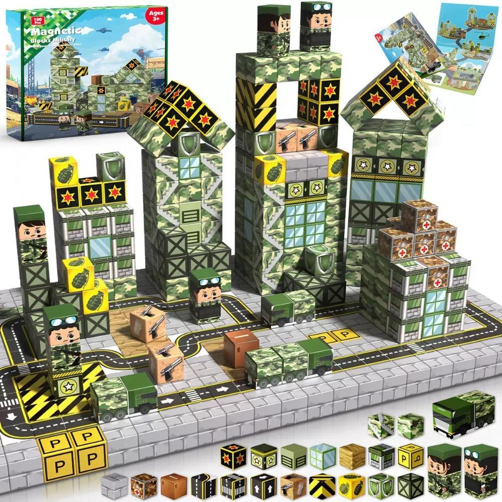 Magnetic Building Blocks Mine World Magnetic Cave World Brick Cube Toys Set STEM Sensory Best Gift for Boy Girl Children