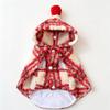 Red Plaid Pet Christmas Cloak Fuzzy Fleece Christmas Pet Cape Pet Hooded Cape Vest  Xmas Holiday
