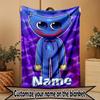 Custom Name Personalized Huggy Wuggy Print Blanket, Home Decor, Bedroom, Sofa, Camping, Couch, Gifts for Birthday ChristmasEnthusiasts