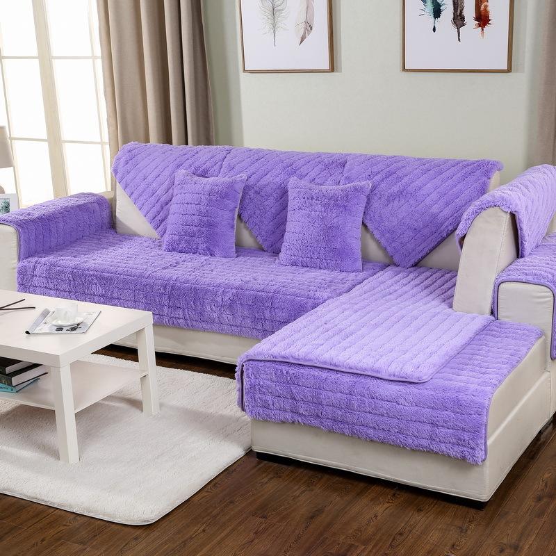 Современный простой и чистый цвет, противоскользящая подушка для дивана, чехол для дивана, зимний плюшевый утолщенный чехол для дивана