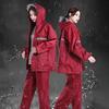 Women Men Outdoor Waterproof Rain Gear with Reflective Strip Hooded Coat & Pant Rain Suit