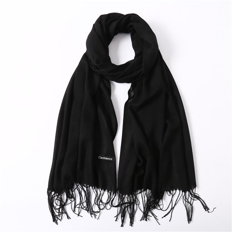 2024 Autumn And Winter Imitation Cashmere Scarf Solid Color Fashionable Versatile Warm Shawl Tassel Scarf