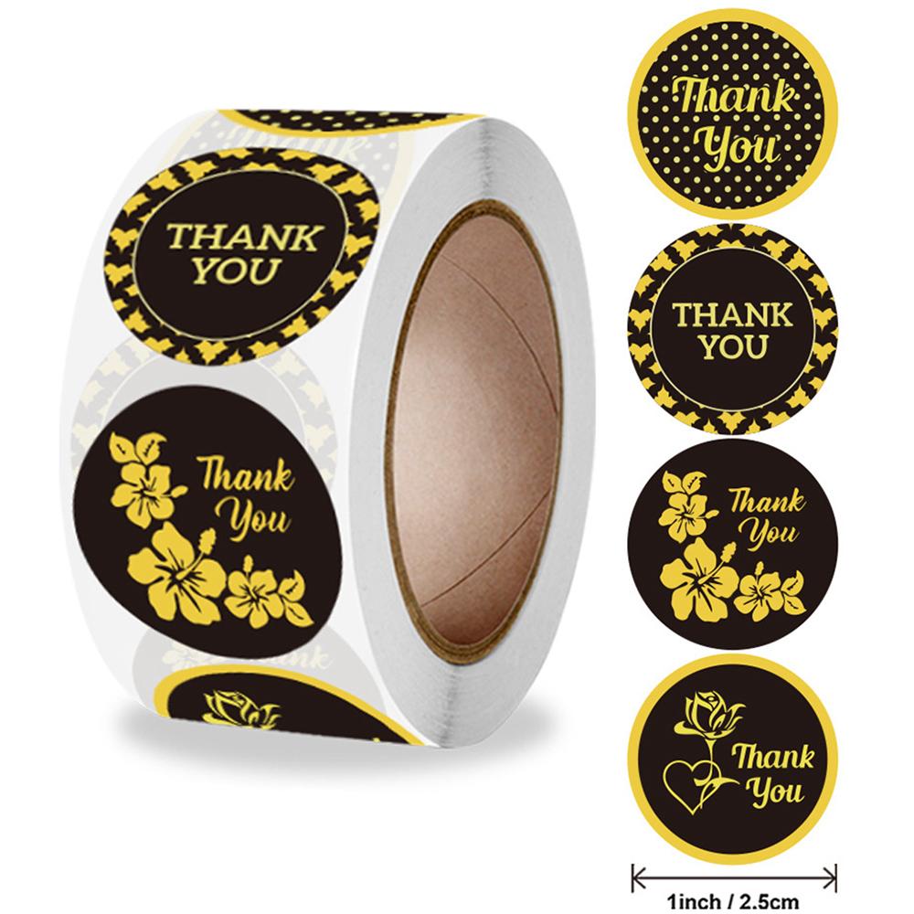 500pcs/roll Thank You Stickers Flower Pattern Party Wedding Decoration Gift Envelope Seal Labels Scrapbooking Stickers