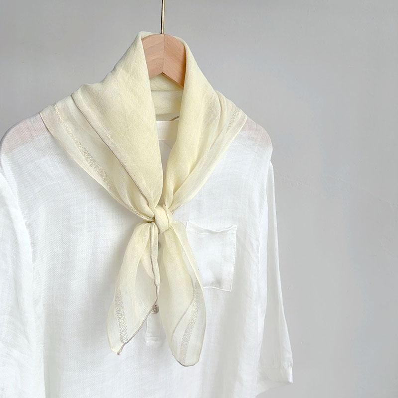 Clearance Welfare Retro Linen Square Scarf Literary And Versatile Women'S Summer Neck Protection Cotton And Linen Small Silk Scarf Scarf Printed Model