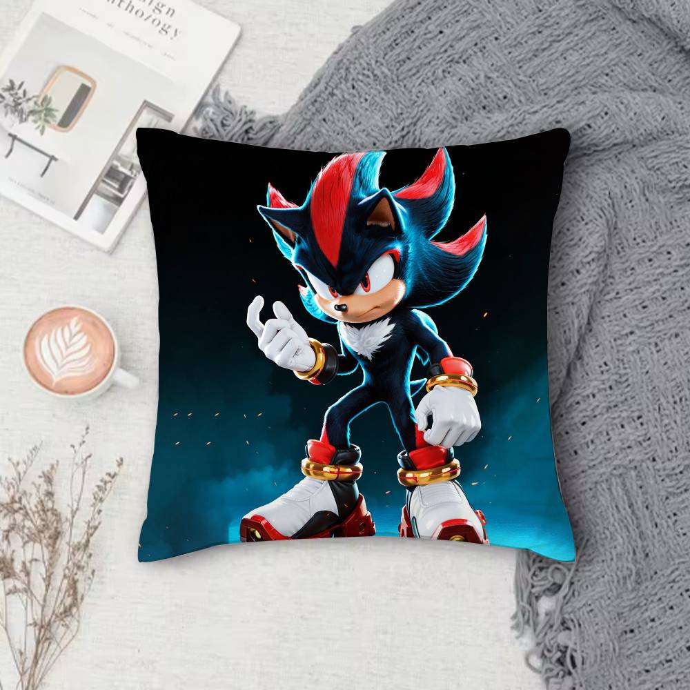 Shadows S-Sonics Hedgehog Double-Sided Printed Square Pillow Cover Decorative Cushion Cover For Sofa Bedroom Bedside