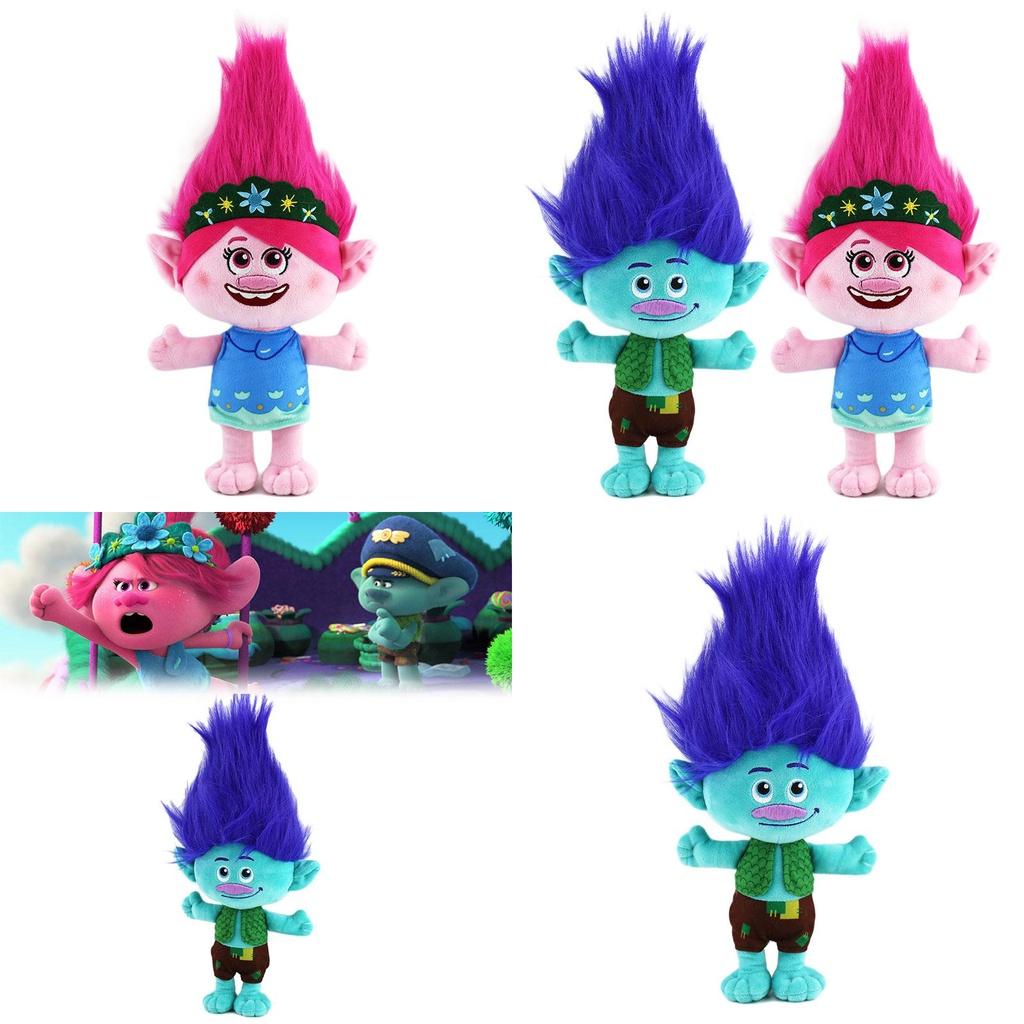 Trolls Band Together Plush Toy Adorable Cartoon Character 30cm Height Blue Hair Boy And Pink Hair Girl Perfect For Kids Ages 7-14
