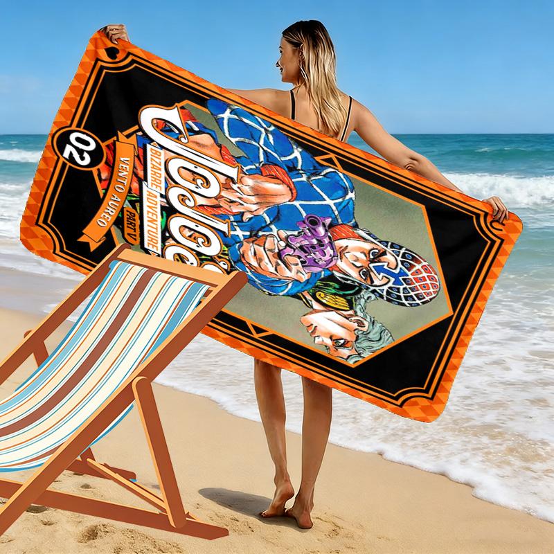 JoJo's Adventure: Vento Aureo beach towel Beach towel for vacation photos beach seaside swim quick-drying swim towel Fashion beach towel