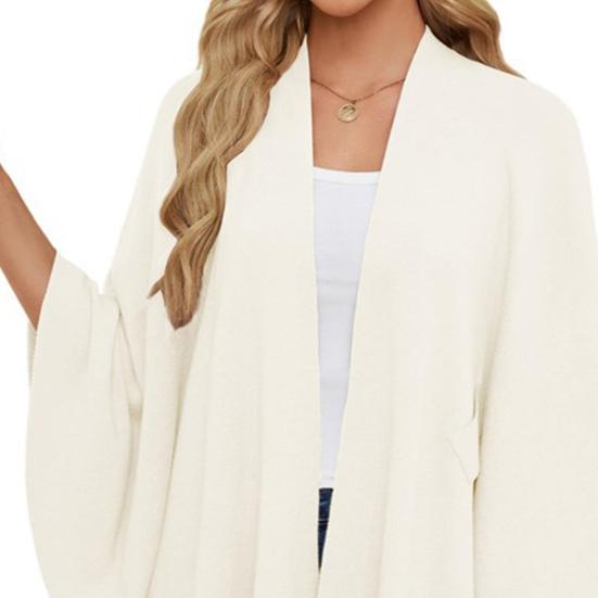 Плащ-топ женский однотонный цвет рукав летучая мышь стиль шаль пальто средней длины крест