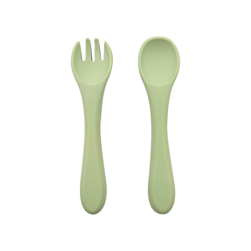 2pcs Bpa-free Soft Silicone Spoon And Fork Feeding Set For Babies Toddler Cutlery Solid Food Tableware Children