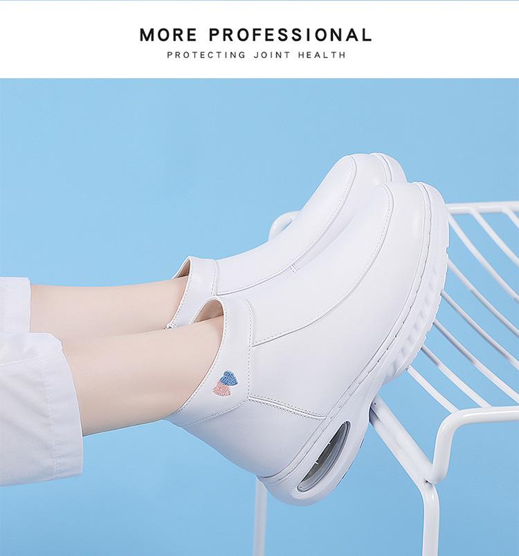 Women's Fleece-Lined Nurse Shoes: Soft Sole, Air Cushion Ankle Boots, Thick Sole, Height-Increasing, Winter Medical Work Shoes.
