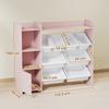 Toy Storage Unit with 8 Removable Bins, Storage Shelves, Cabinet, Pink