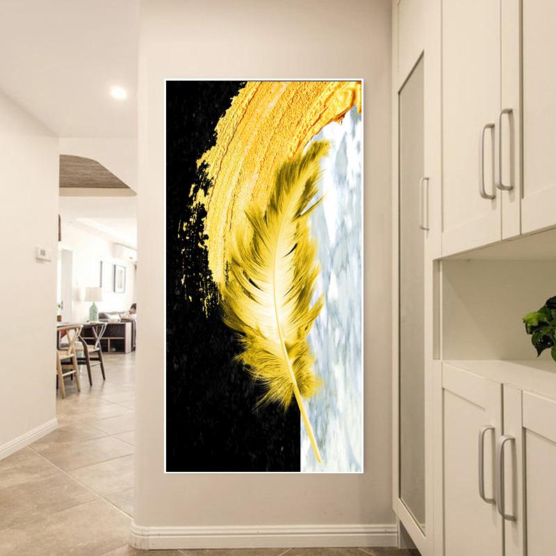 Скандинавские картины на холсте, настенные художественные картины, абстрактные красочные постеры с перьями для гостиной и крыльца, украшения, принты, без рамки