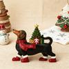 Lighted Dachshund Christmas Decoration Resin Dachshund Ornament with Scarf Boots Light-up Tree Cute Dachshund Figurine