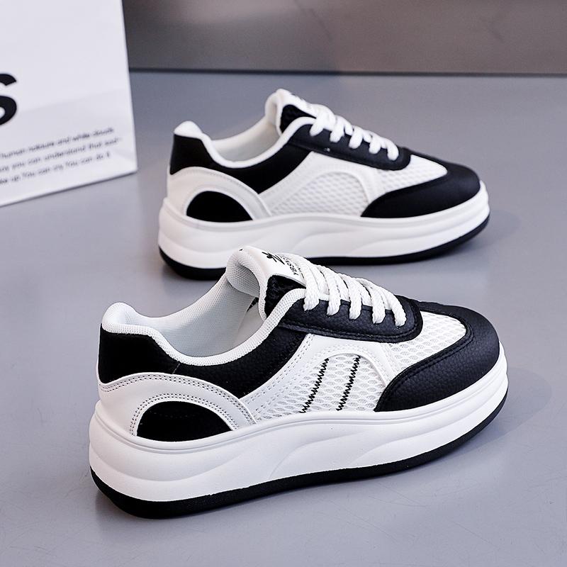 Simple mesh splicing breathable college style women's Korean version ins white shoes versatile casual shoes board shoes women