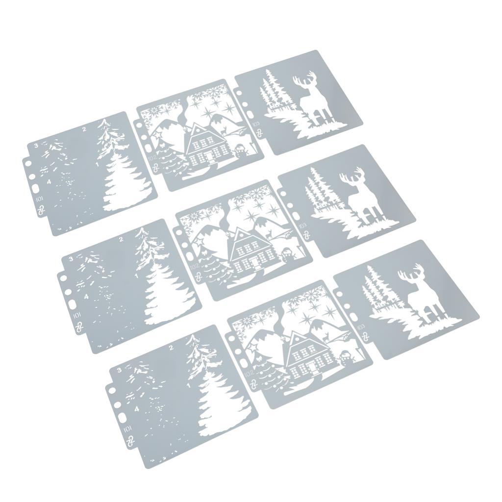 9 шт. Рождественские трафареты для самостоятельного изготовления безопасных милых узоров, полых шаблонов для скрапбукинга, бумажных поделок